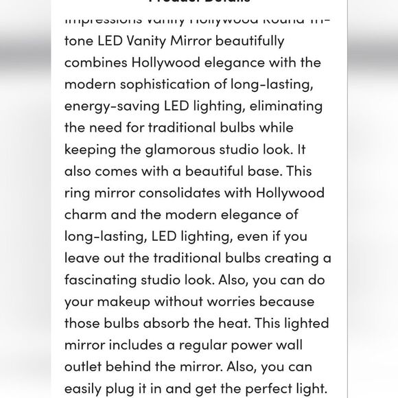 Impressions Hollywood Round XL Tri-Tone LED Makeup Mirror- White